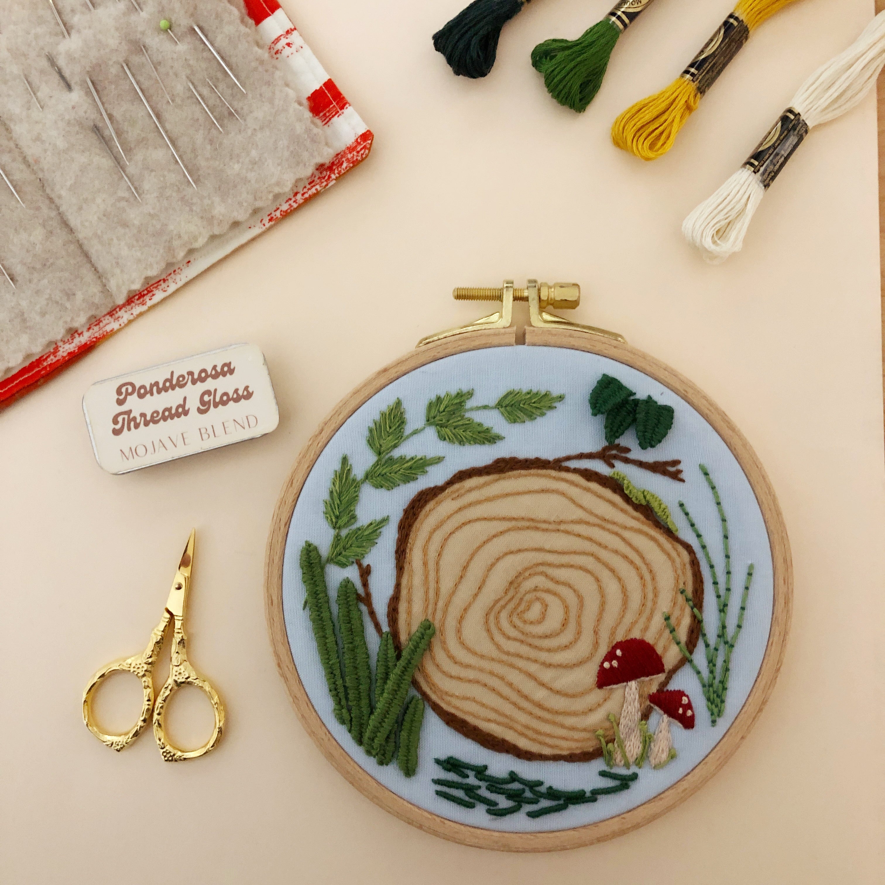 Woodland 3D Embroidery Kit with Walnut Frame