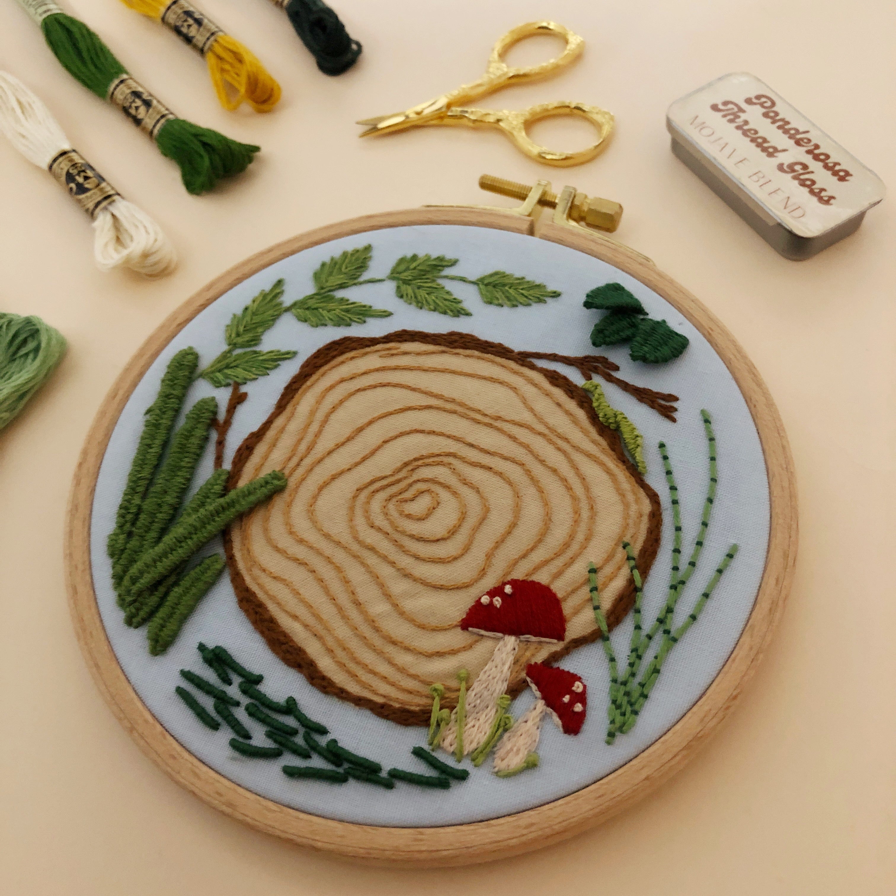 Woodland 3D Embroidery Kit with Walnut Frame