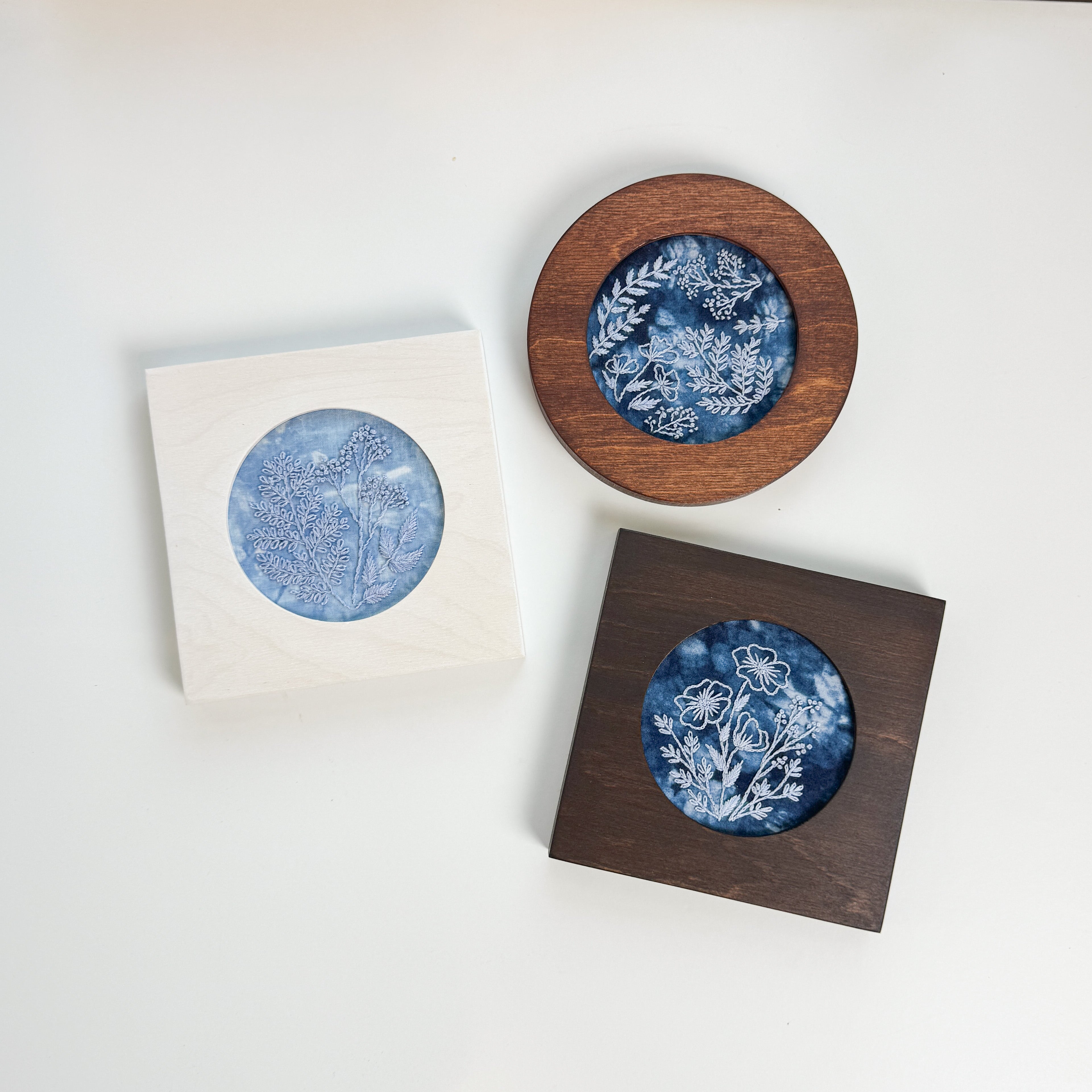 Cyanotype Botanicals Embroidery Kit with Frame