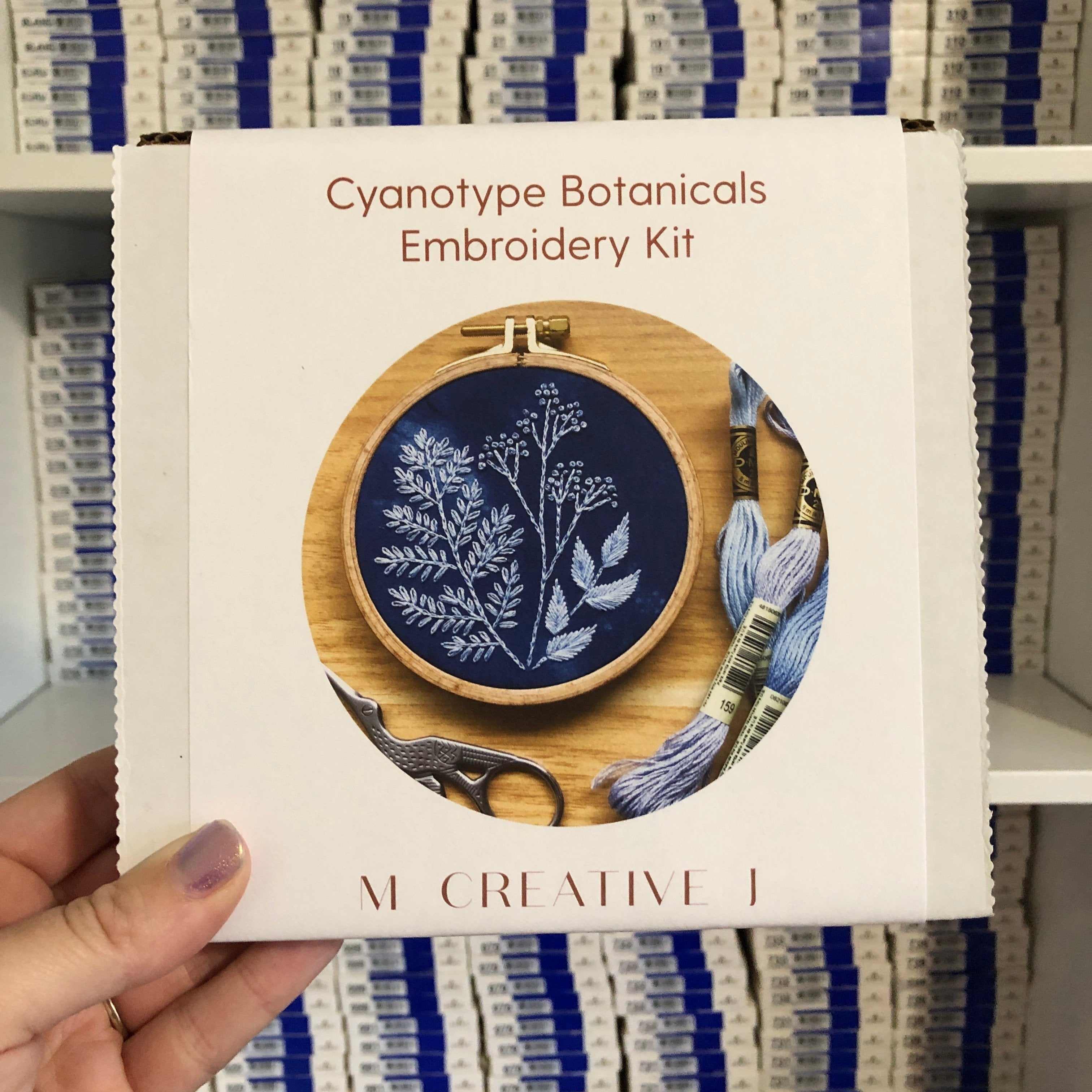 Cyanotype Botanicals Embroidery Kit with Frame