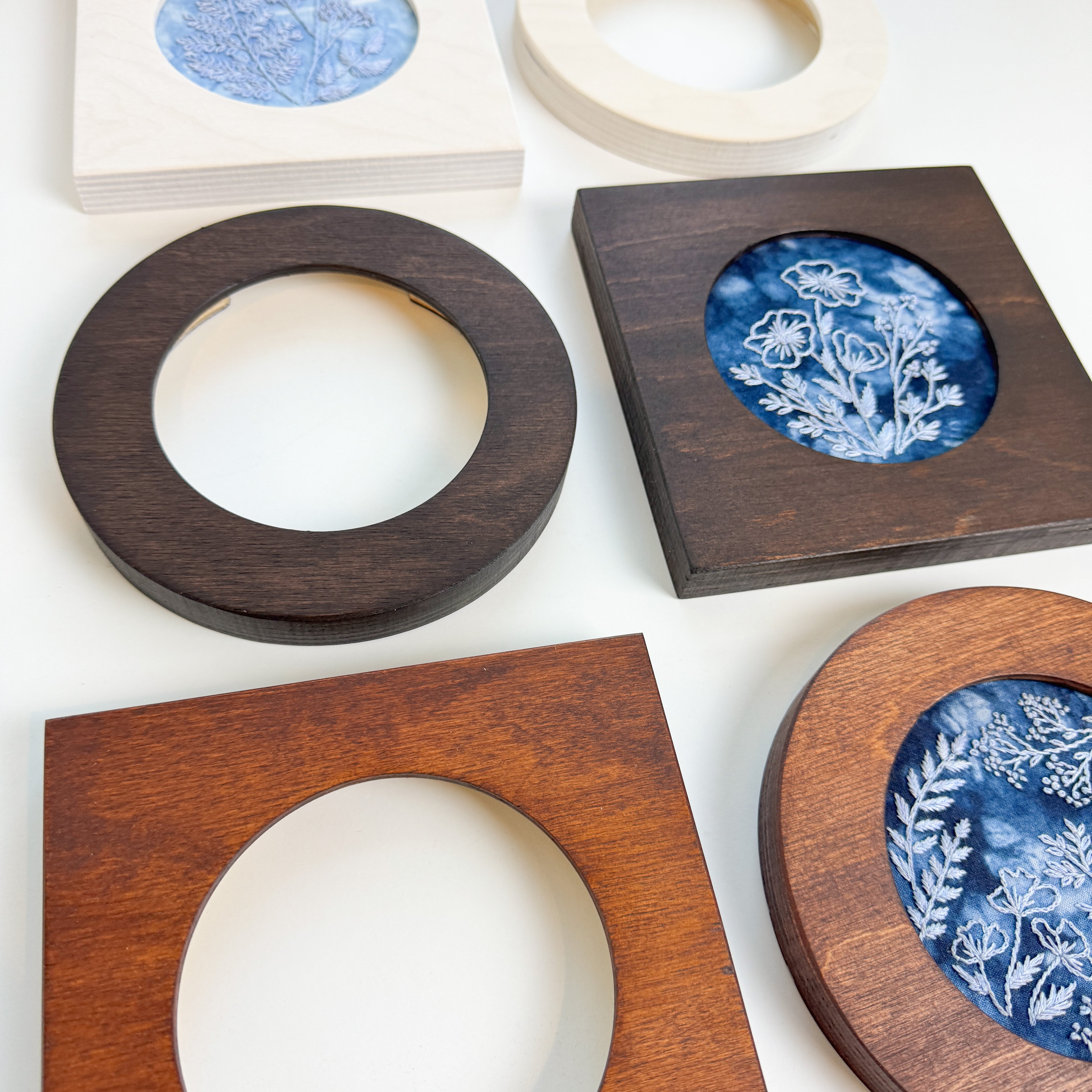 Cyanotype Botanicals Embroidery Kit with Frame