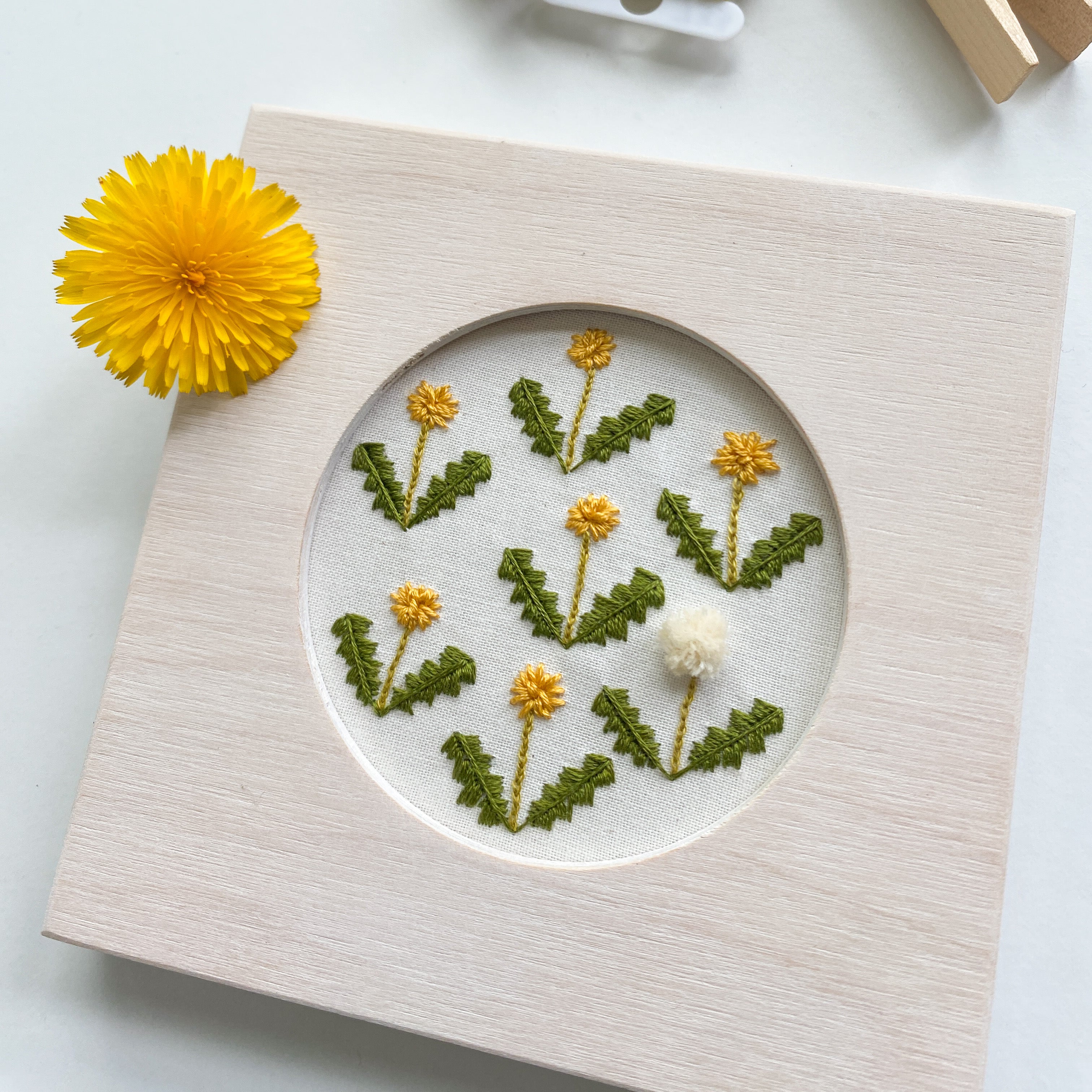 Dandelion Field Embroidery Kit with Frame