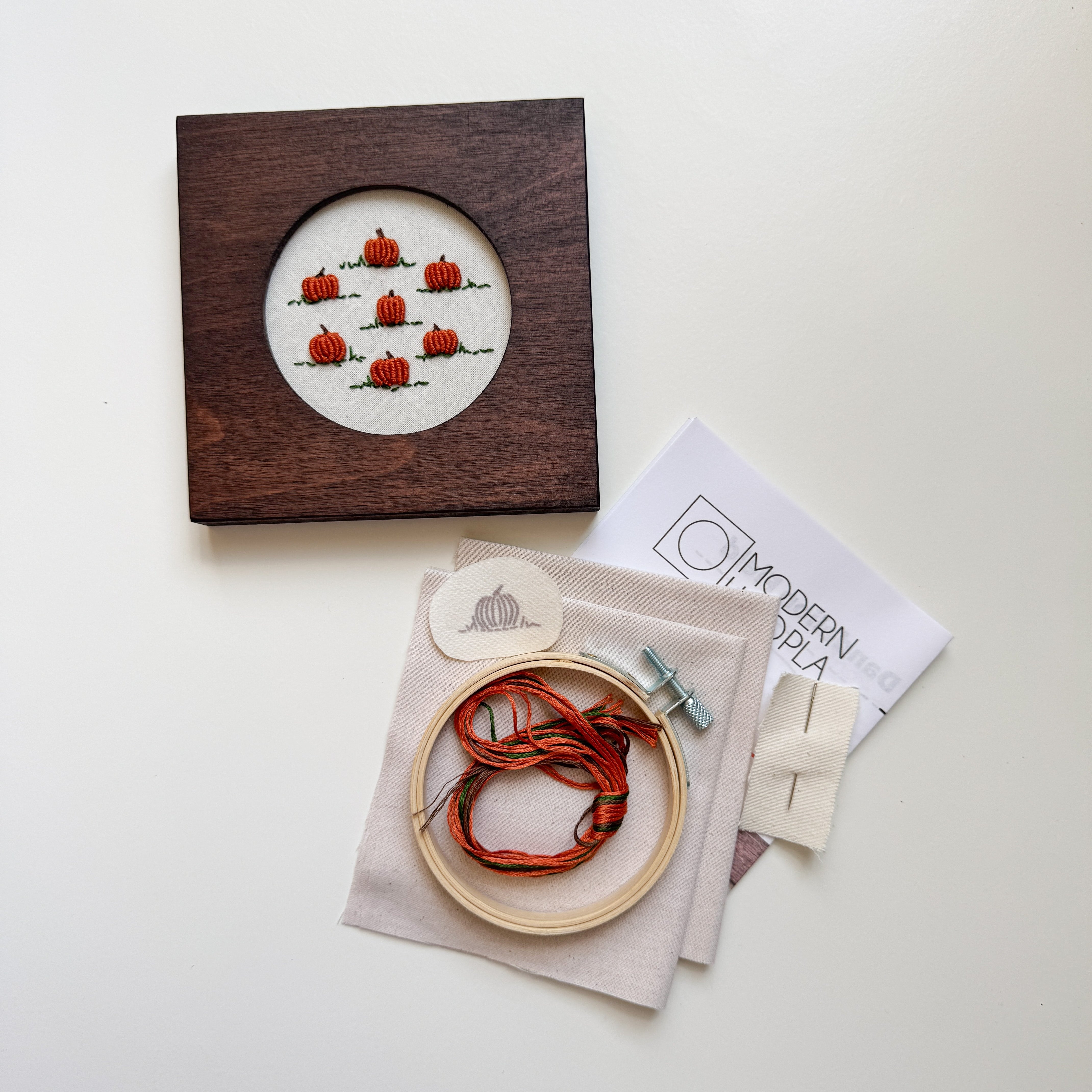 Pumpkin Patch Embroidery Kit with Frame