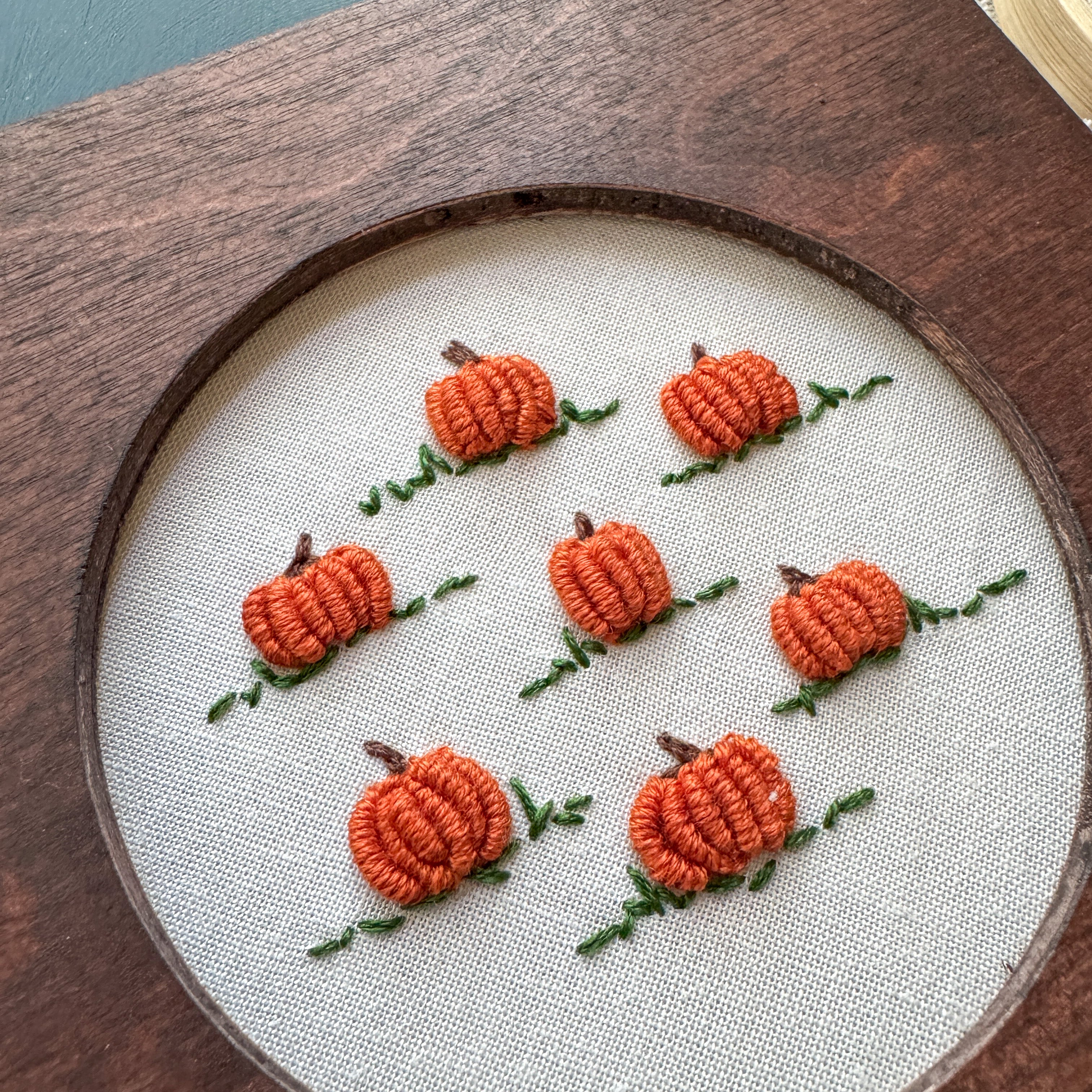 Pumpkin Patch Embroidery Kit with Frame