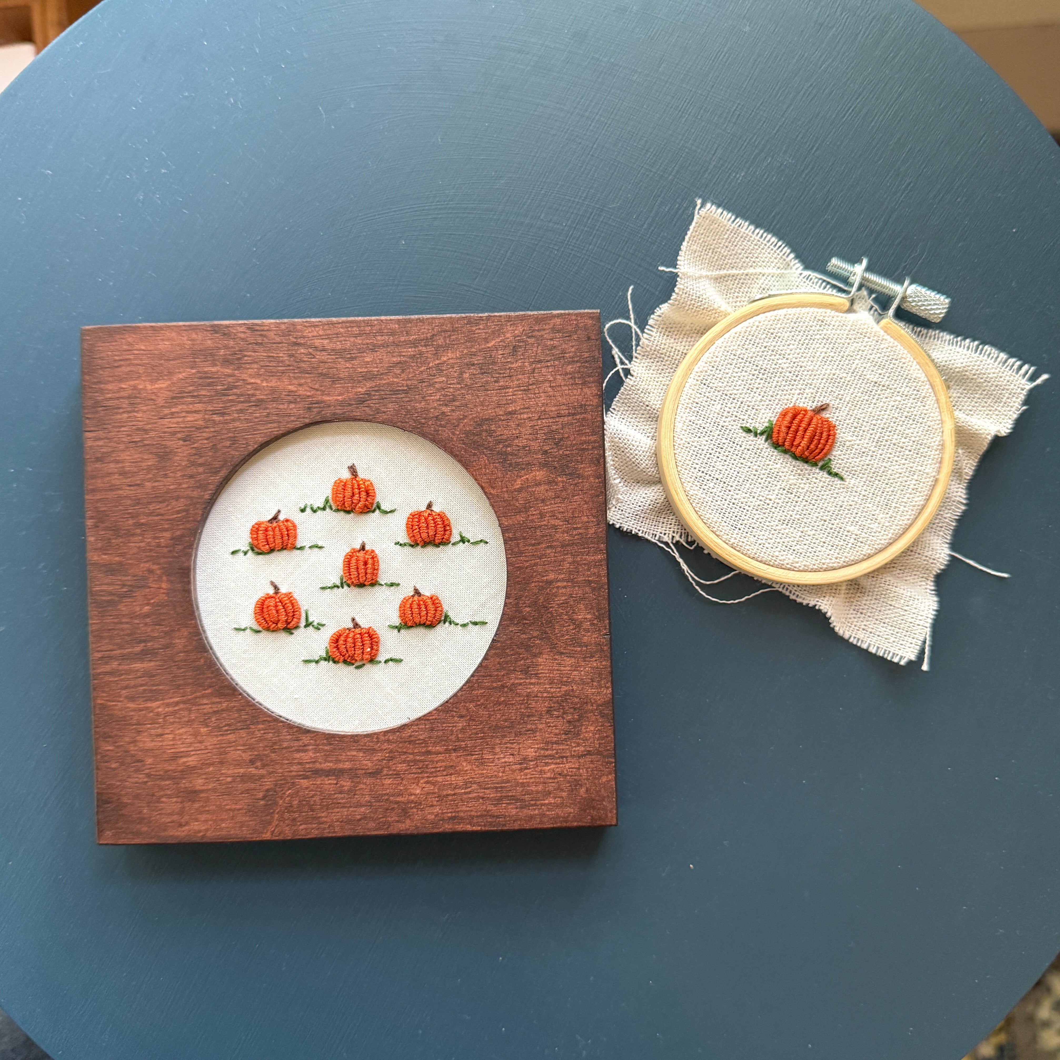 Pumpkin Patch Embroidery Kit with Frame
