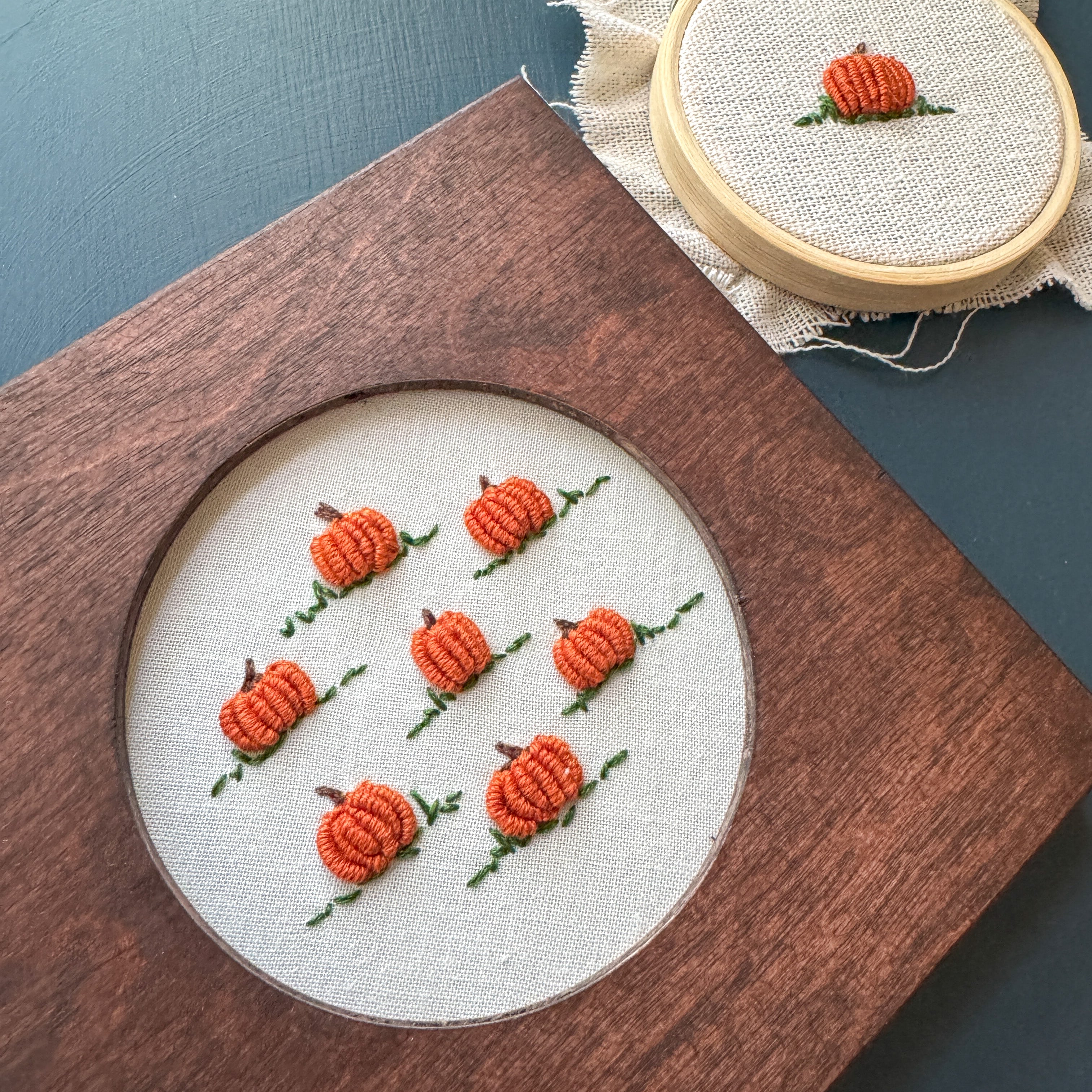 Pumpkin Patch Embroidery Kit with Frame