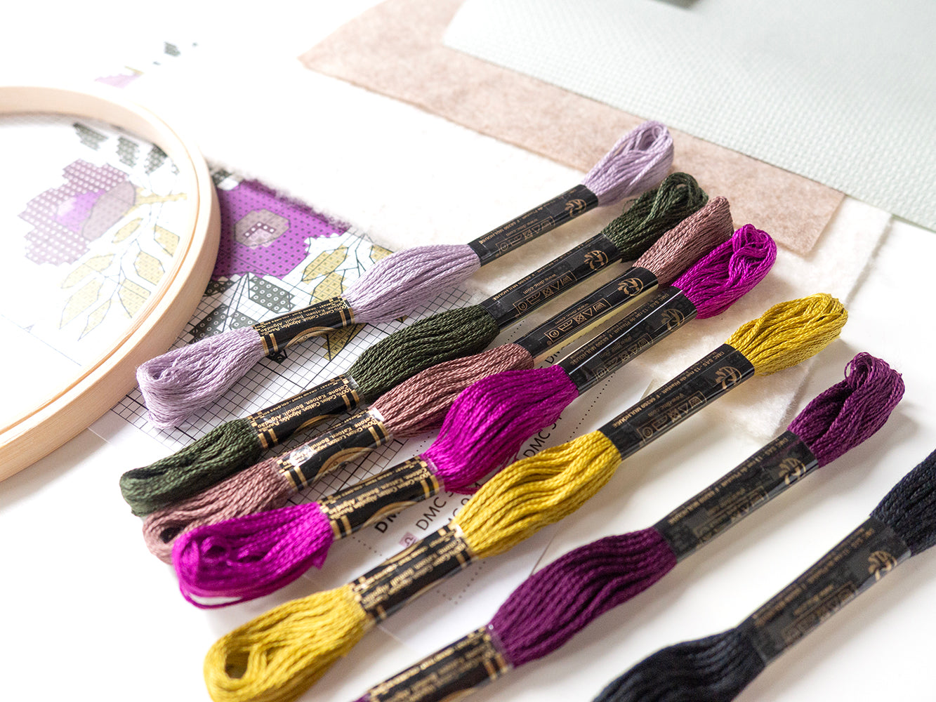 Violet Vibes Cross Stitch Kit with Frame