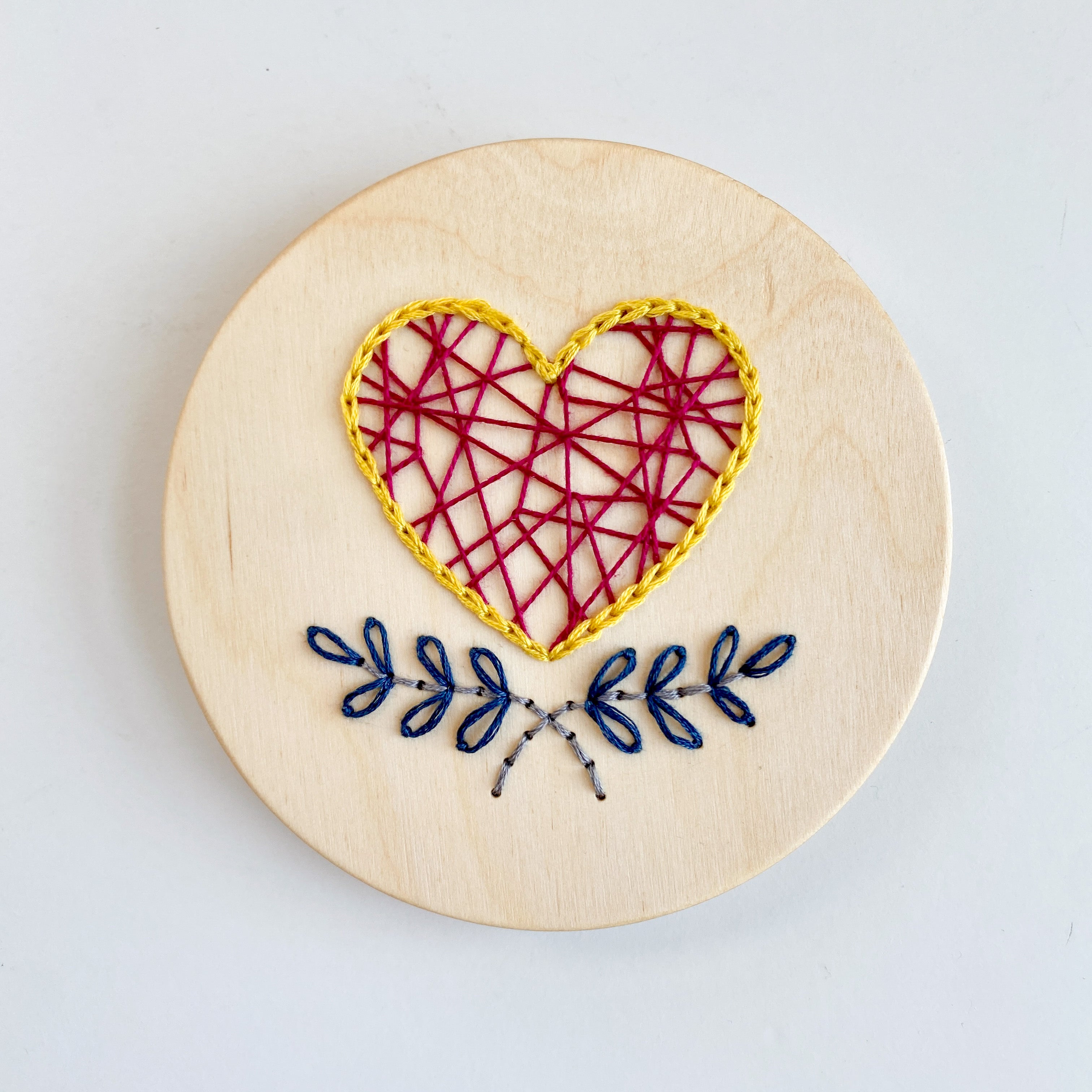 Wood Embroidery Perforated Disc: "Heart"