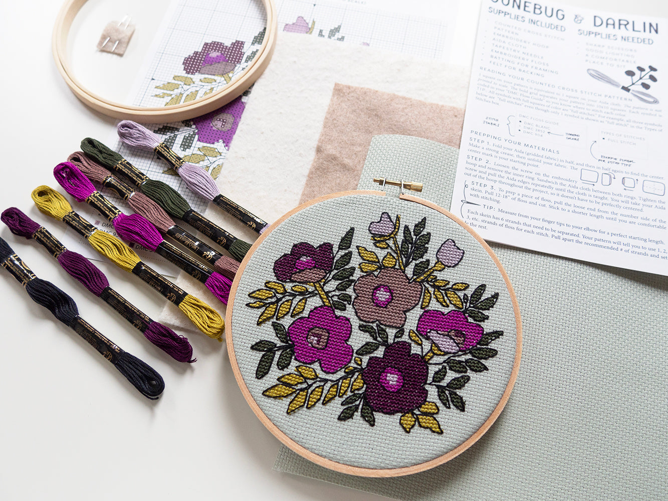 Violet Vibes Cross Stitch Kit with Frame